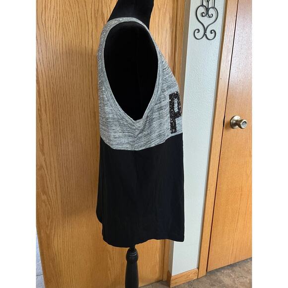 Victoria's Secret Pink gray/black with sequins tank top, women's size L - Picture 6 of 8